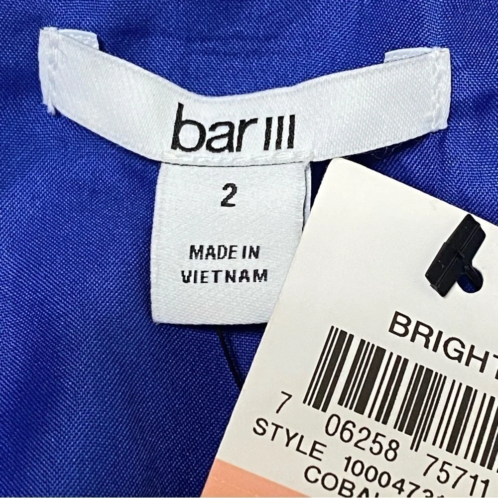 Bar III Cobalt Blue Fit & Flare V-Neck Dress NWT Size 2 Y2K 90s Style - Picture 4 of 7